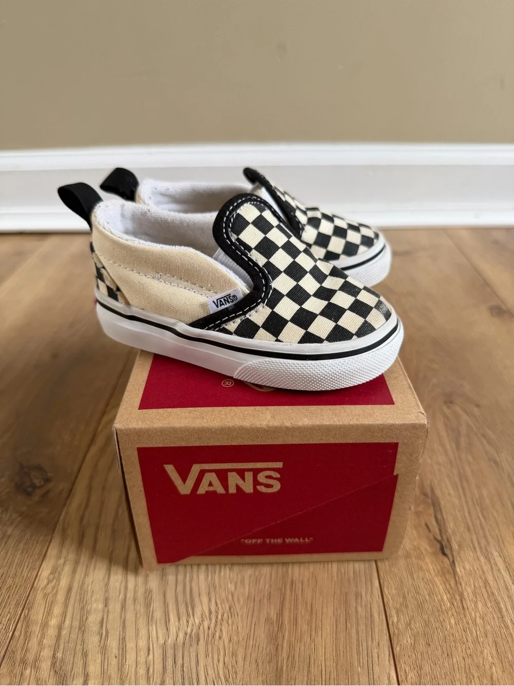 Vans Black & White Checkered Slip On Shoes Toddler Size 4.5